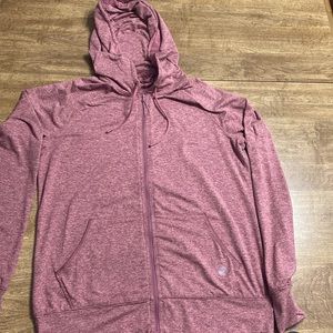 LL Bean Womens zip up, color is maroon/purple/ brown blend  it measures 19” wide